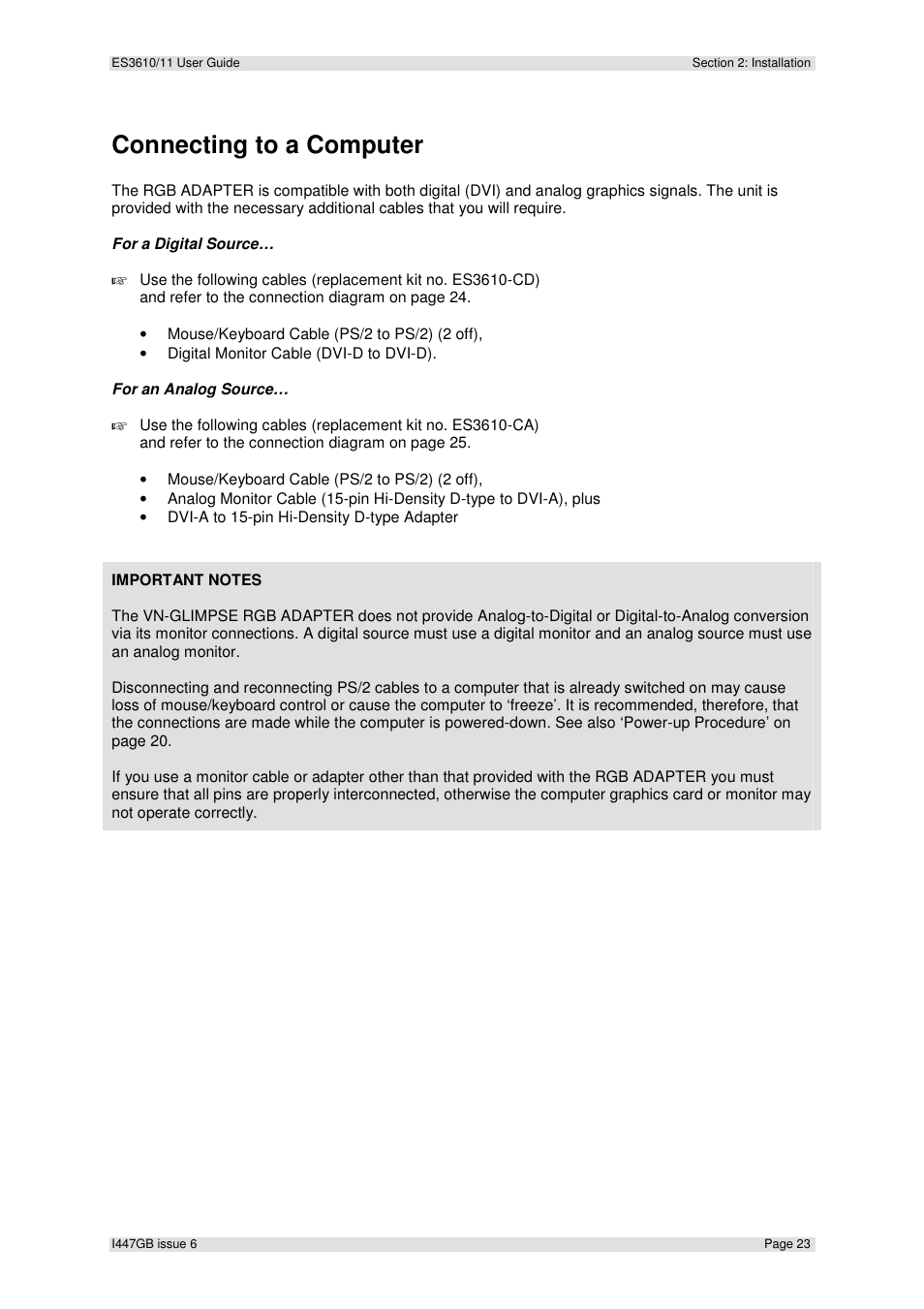 Connecting to a computer | Extron Electronics ES3610_11 User Guide User Manual | Page 23 / 59