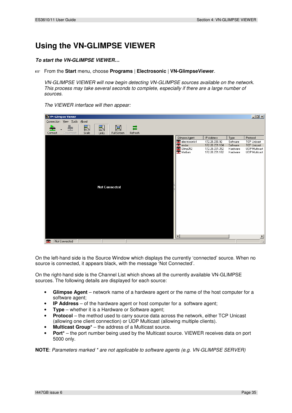 Using the vn-glimpse viewer | Extron Electronics ES3610_11 User Guide User Manual | Page 35 / 59