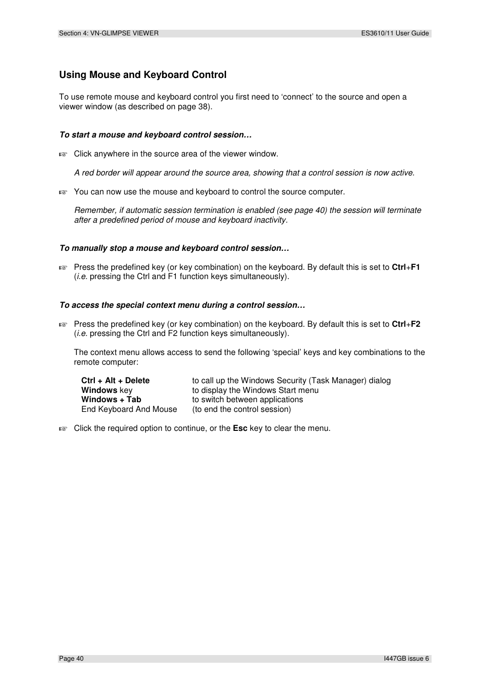 Using mouse and keyboard control | Extron Electronics ES3610_11 User Guide User Manual | Page 40 / 59