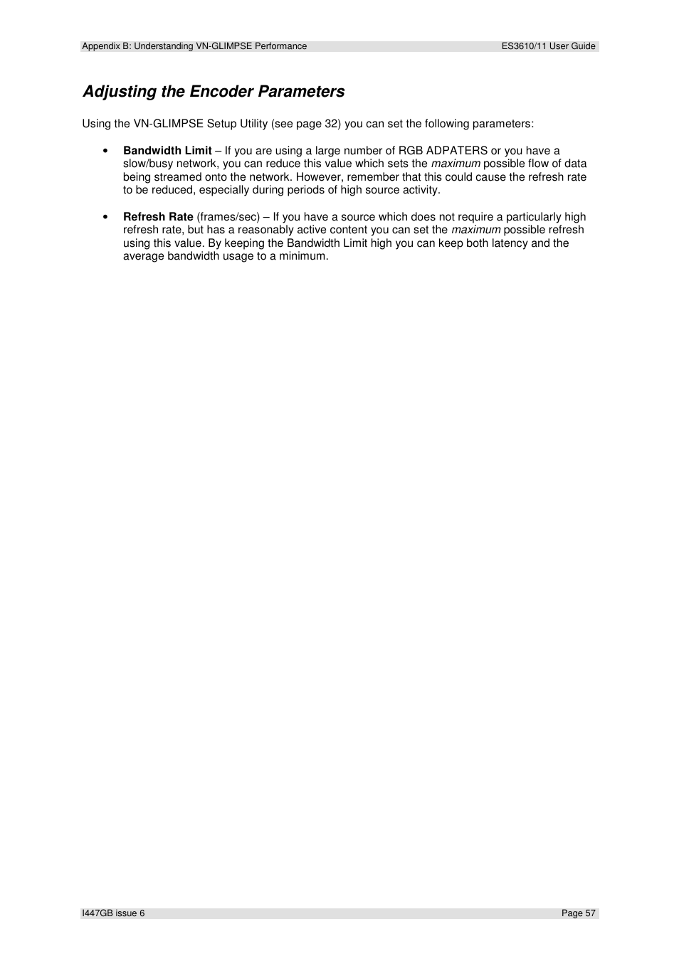 Adjusting the encoder parameters | Extron Electronics ES3610_11 User Guide User Manual | Page 57 / 59
