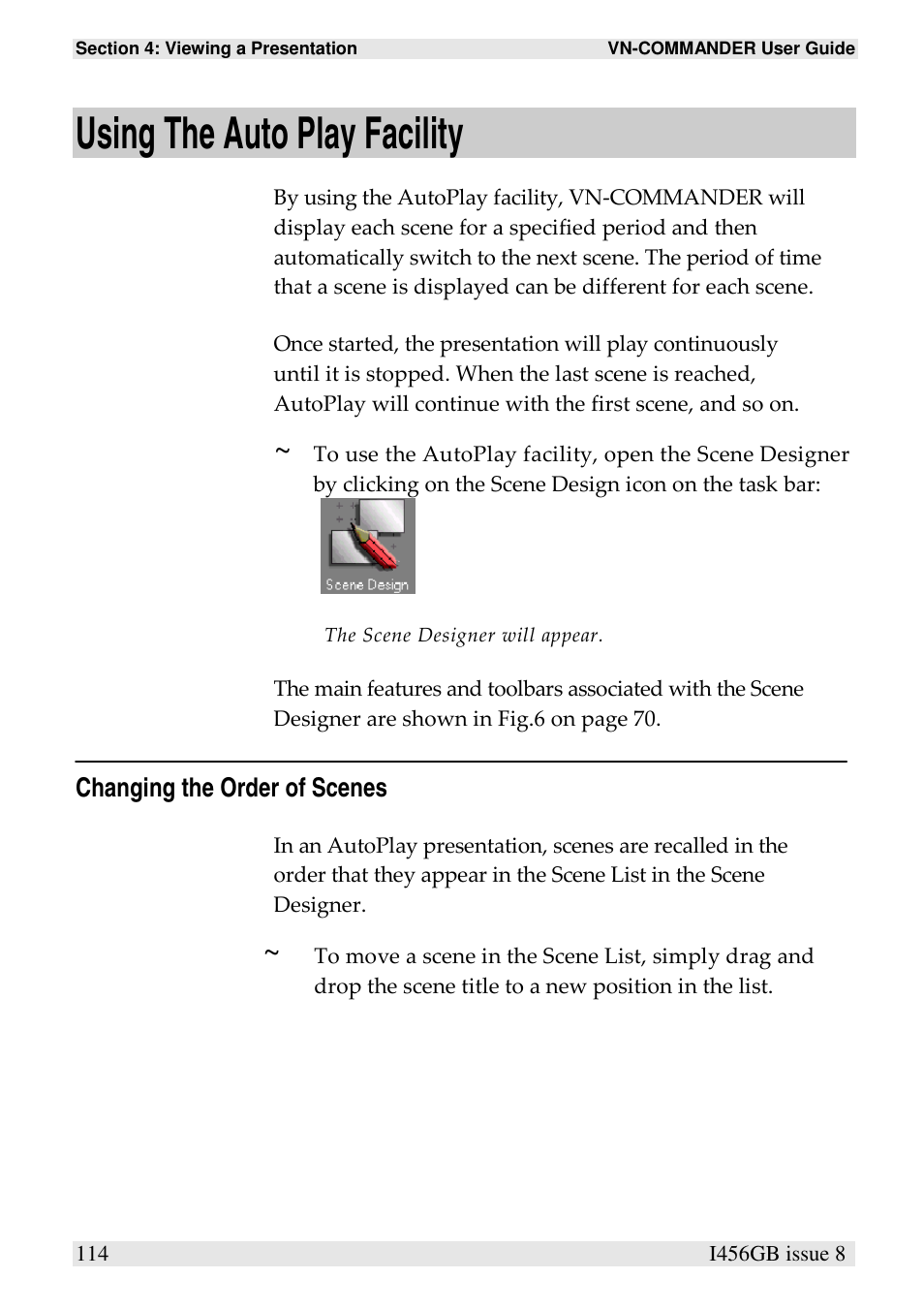 Using the auto play facility | Extron Electronics VN-COMMANDER User Manual | Page 124 / 155