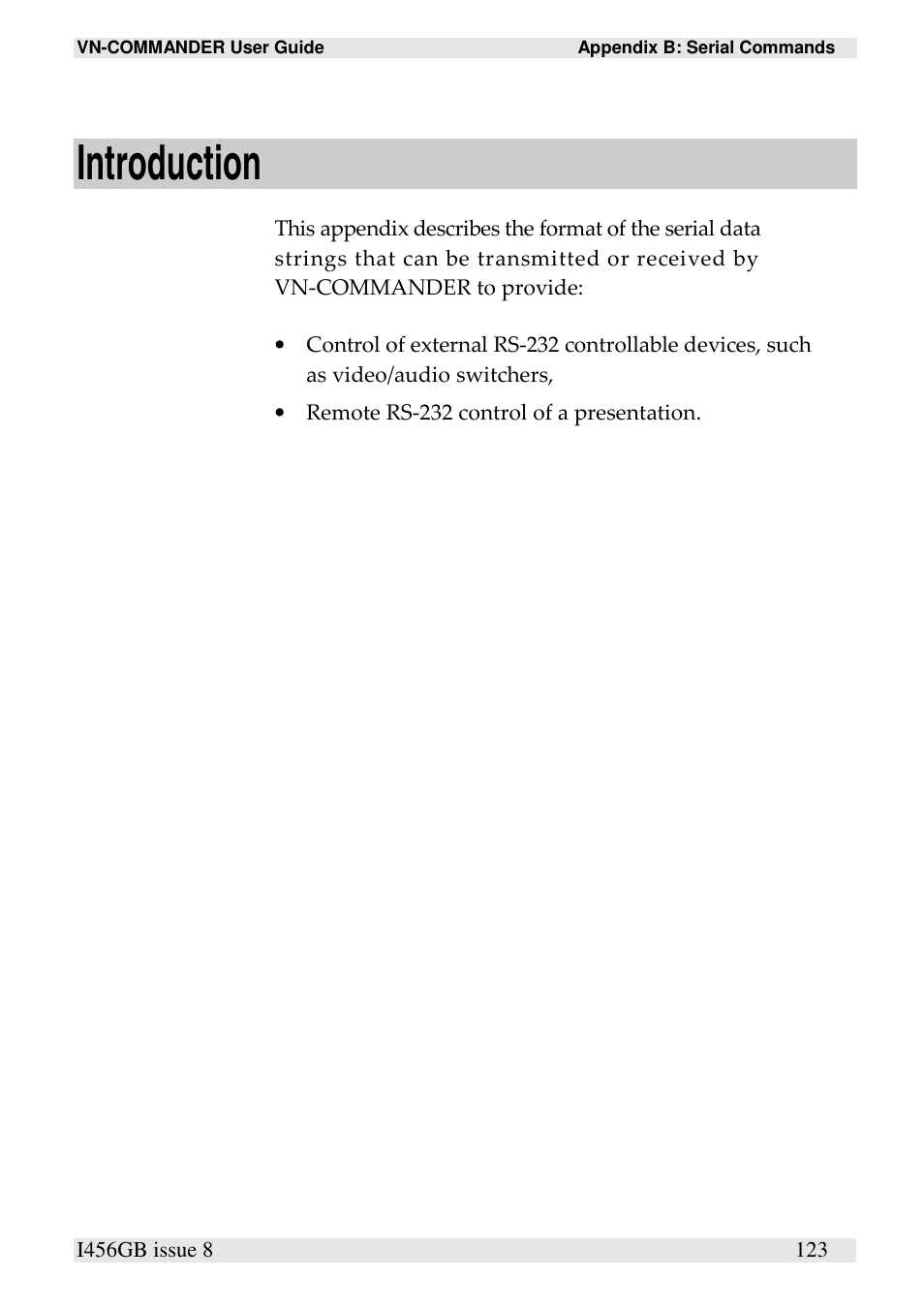 Introduction | Extron Electronics VN-COMMANDER User Manual | Page 133 / 155