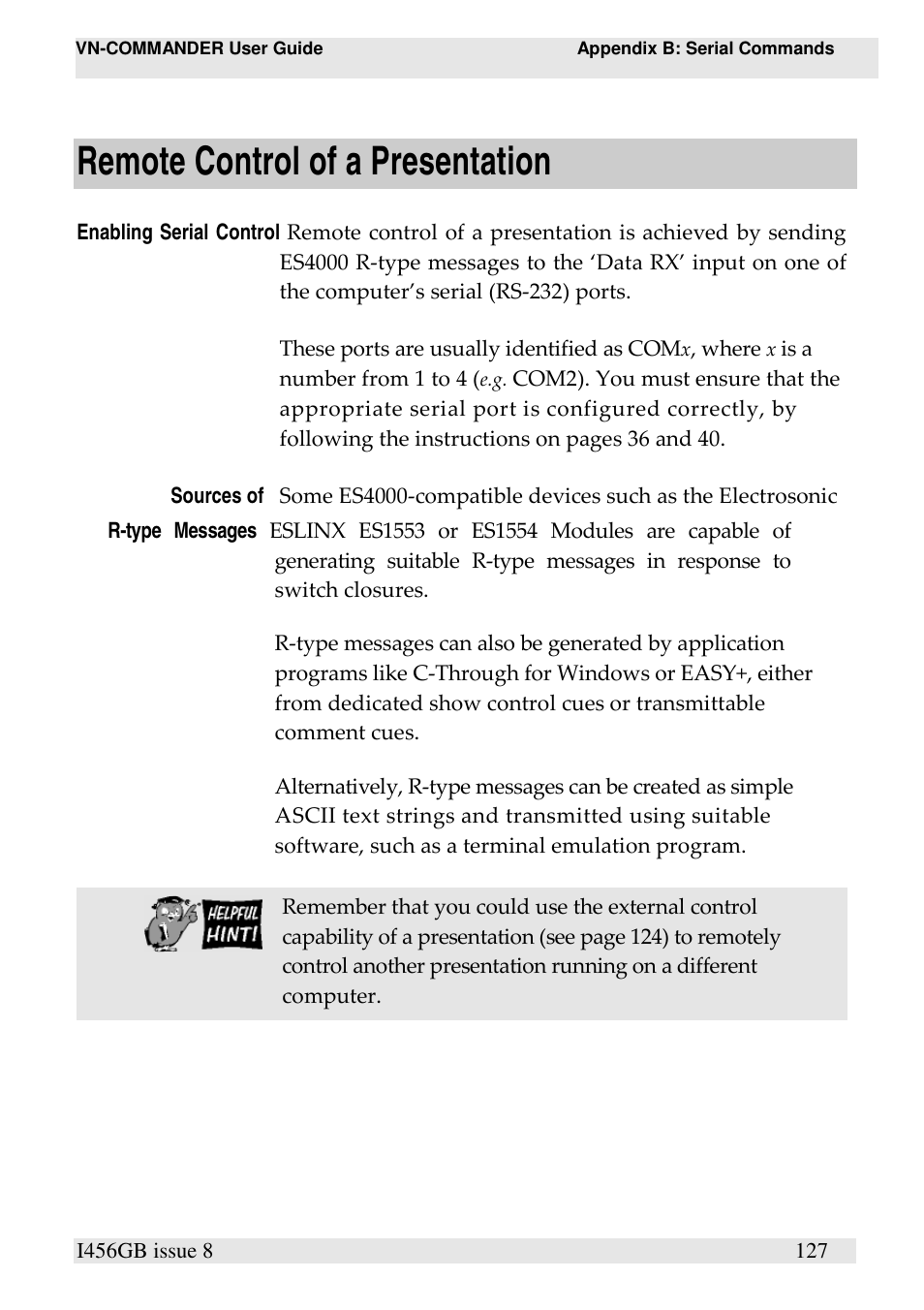 Remote control of a presentation | Extron Electronics VN-COMMANDER User Manual | Page 137 / 155