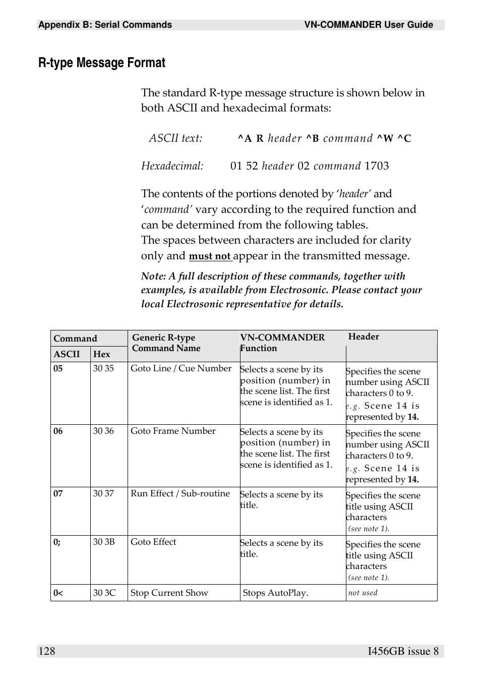 R-type message format | Extron Electronics VN-COMMANDER User Manual | Page 138 / 155