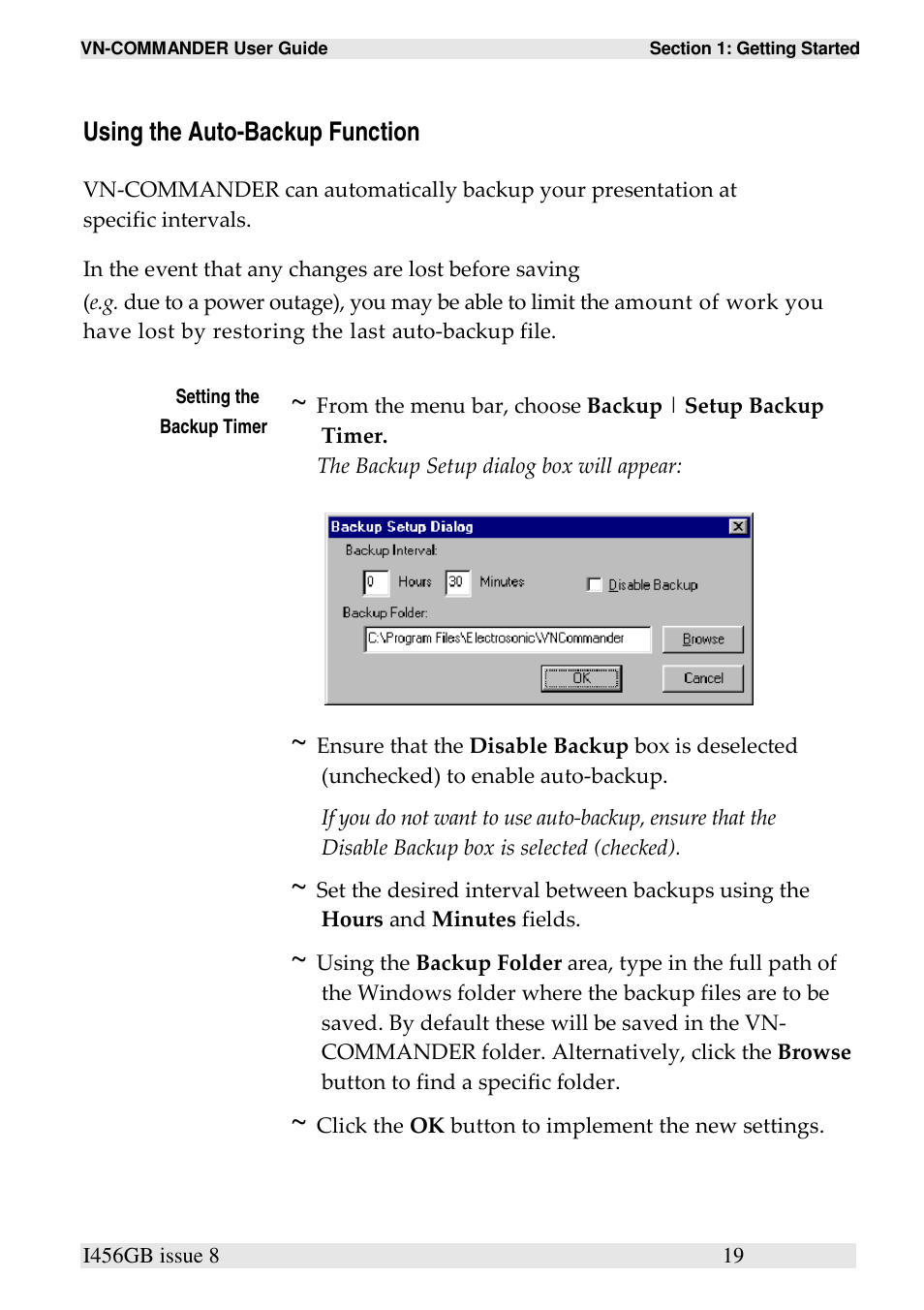 Using the auto-backup function | Extron Electronics VN-COMMANDER User Manual | Page 29 / 155