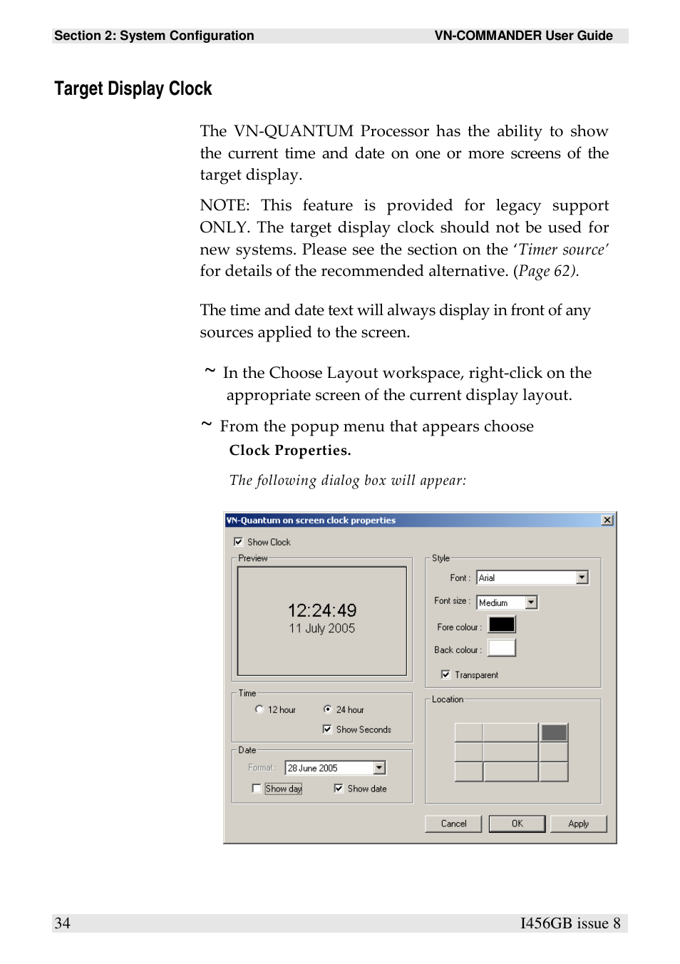 Target display clock | Extron Electronics VN-COMMANDER User Manual | Page 44 / 155