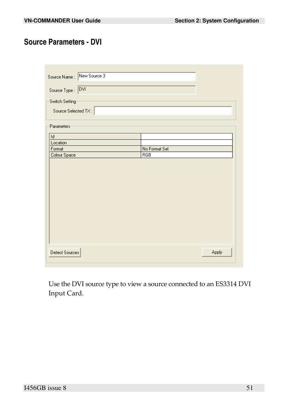 Source parameters - dvi | Extron Electronics VN-COMMANDER User Manual | Page 61 / 155