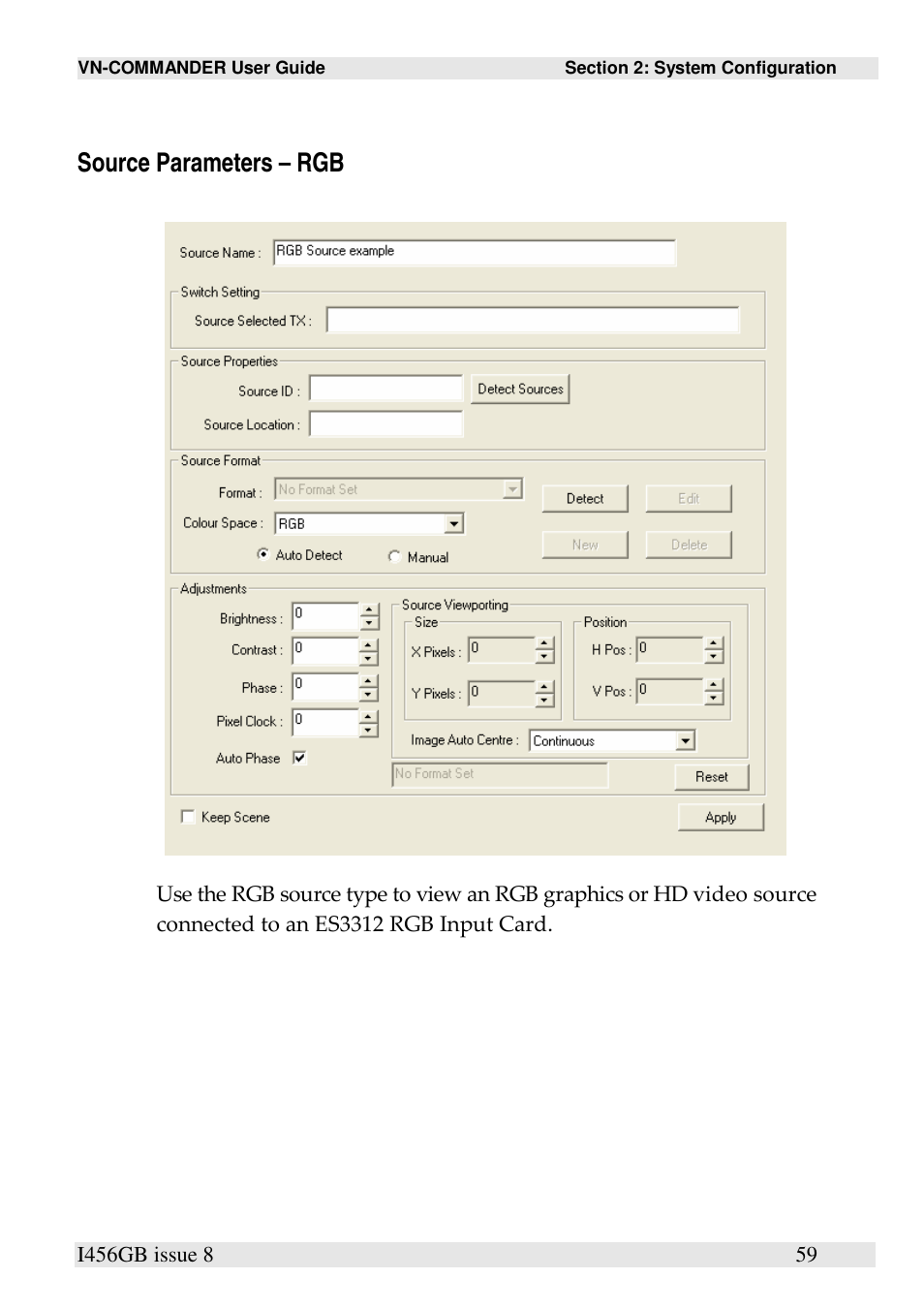 Source parameters – rgb | Extron Electronics VN-COMMANDER User Manual | Page 69 / 155