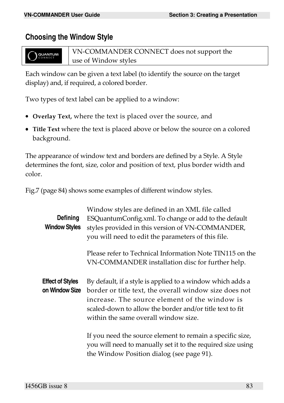 Choosing the window style | Extron Electronics VN-COMMANDER User Manual | Page 93 / 155