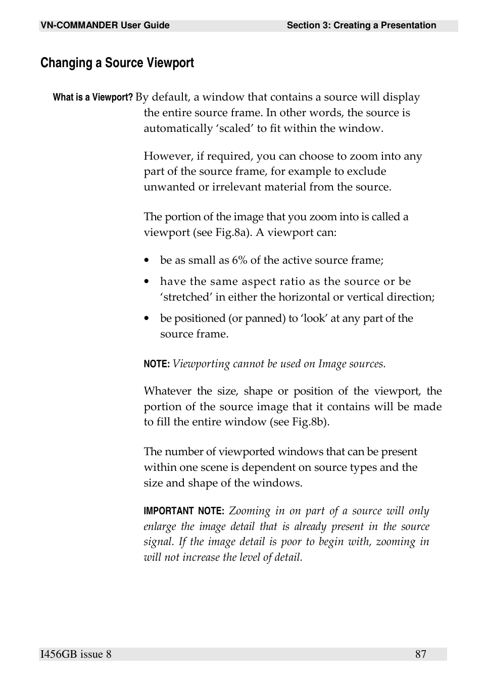 Changing a source viewport | Extron Electronics VN-COMMANDER User Manual | Page 97 / 155