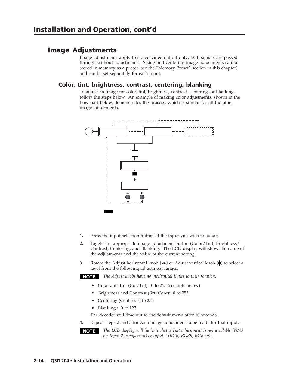 Installation and operation, cont’d, Image adjustments | Extron Electronics QSD 204_204D User Guide User Manual | Page 26 / 48