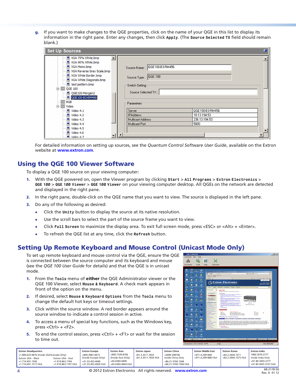 Using the qge 100 viewer software | Extron Electronics QGE 100 Setup Guide User Manual | Page 4 / 4