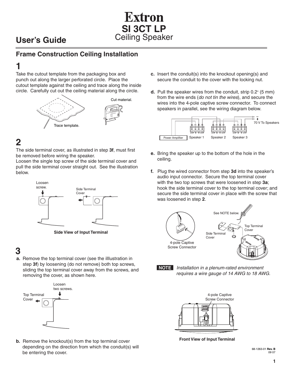 Extron Electronics SI 3CT LP User Guide User Manual | 3 pages