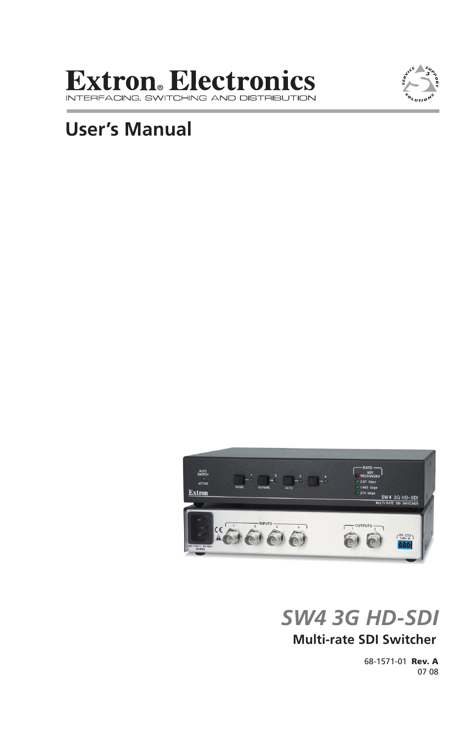Extron Electronics SW4 3G HD-SDI User Guide User Manual | 42 pages