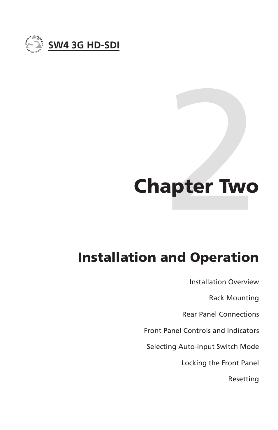 Chapter two, Installation and operation, Chapter two • installation and operation | Extron Electronics SW4 3G HD-SDI User Guide User Manual | Page 15 / 42