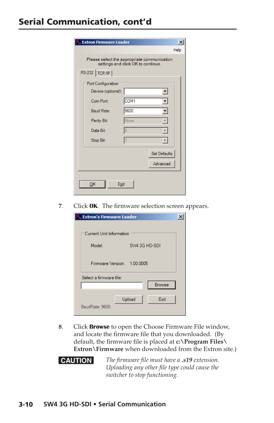 Serial communication, cont’d | Extron Electronics SW4 3G HD-SDI User Guide User Manual | Page 34 / 42
