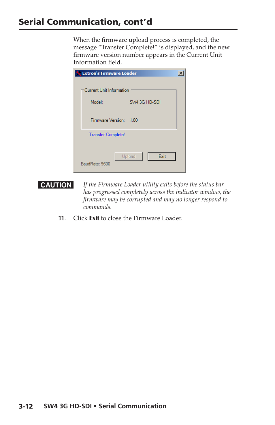 Serial communication, cont’d | Extron Electronics SW4 3G HD-SDI User Guide User Manual | Page 36 / 42