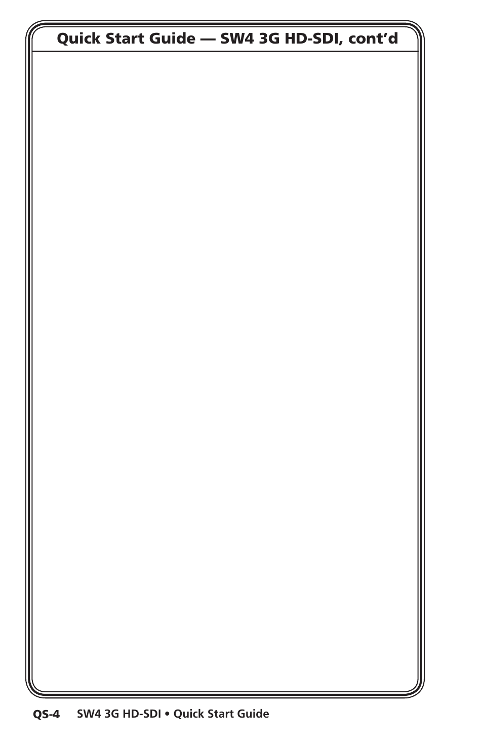 Quick start guide — sw4 3g hd-sdi, cont’d | Extron Electronics SW4 3G HD-SDI User Guide User Manual | Page 8 / 42