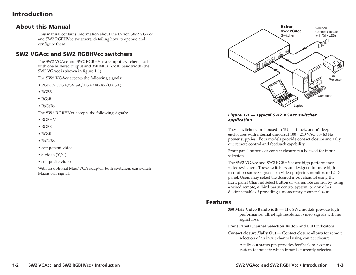 Introduction | Extron Electronics SW2 RGBHVcc User Guide User Manual | Page 6 / 15