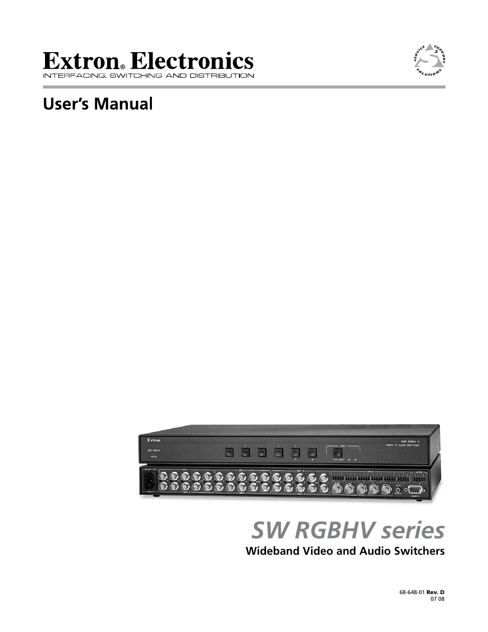 Extron Electronics SW RGBHV Series User Guide User Manual | 45 pages