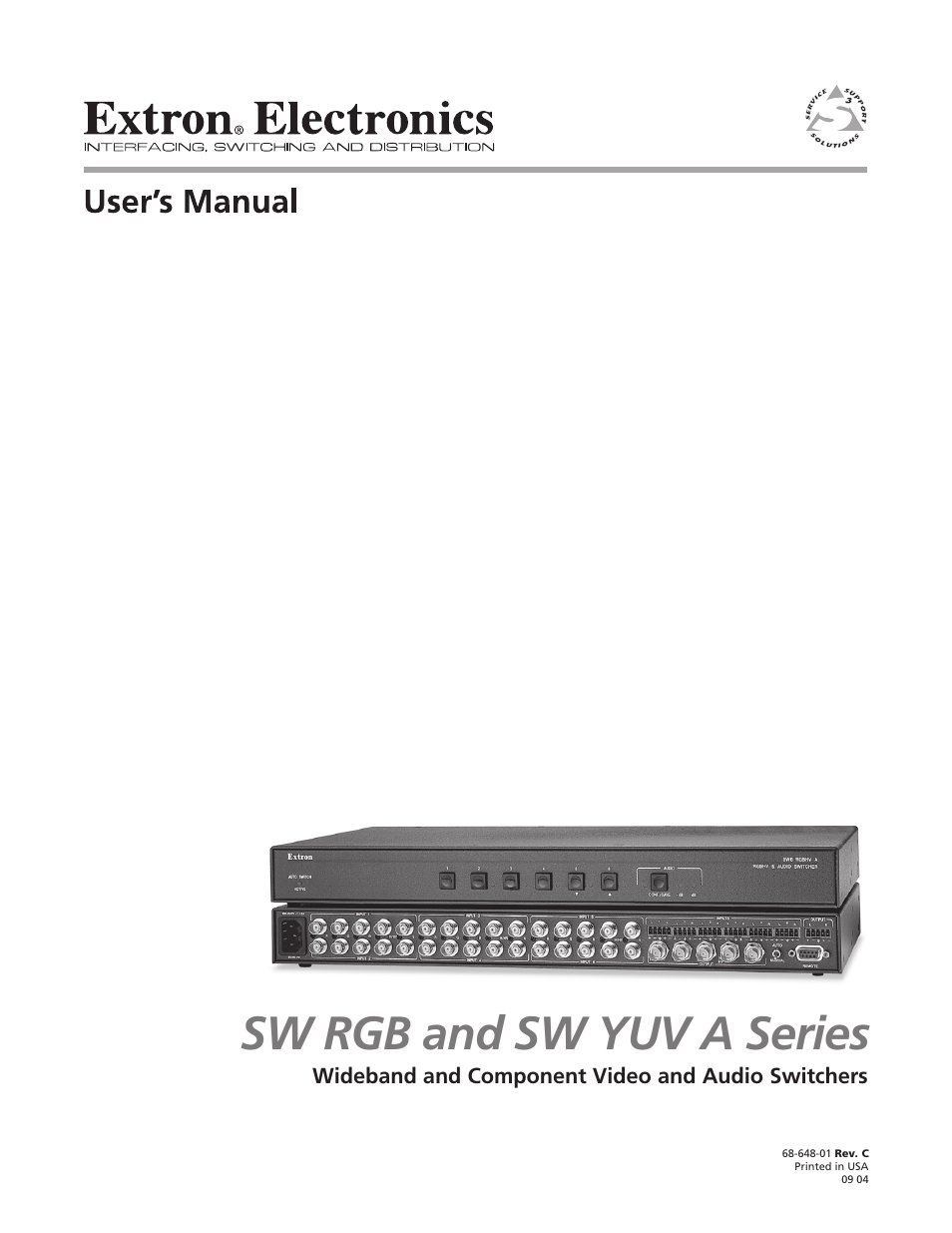 Extron Electronics SW YUV A Series User Guide User Manual | 44 pages