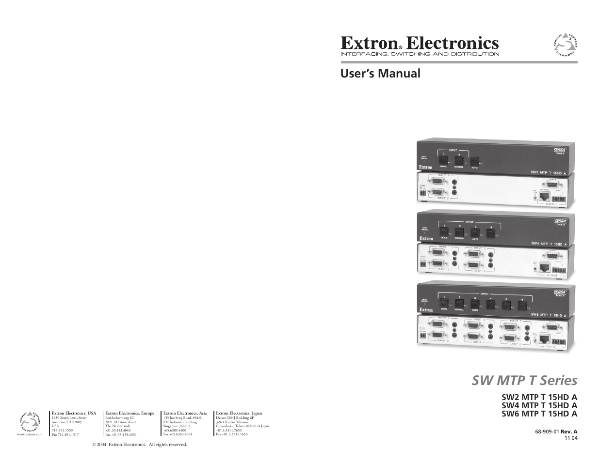 Extron Electronics SW MTP T Series User Guide User Manual | 25 pages