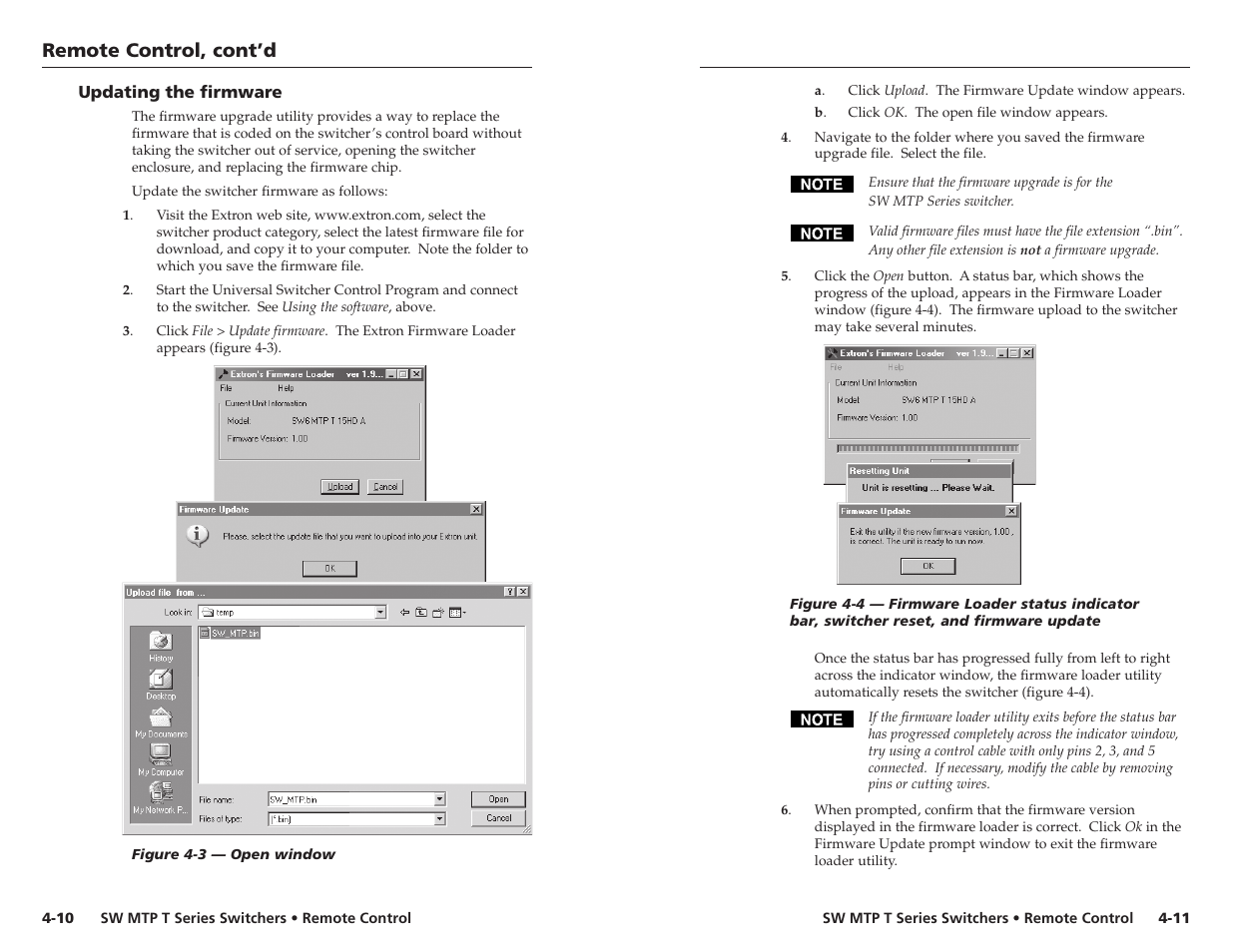 Remote control, cont’d | Extron Electronics SW MTP T Series User Guide User Manual | Page 20 / 25