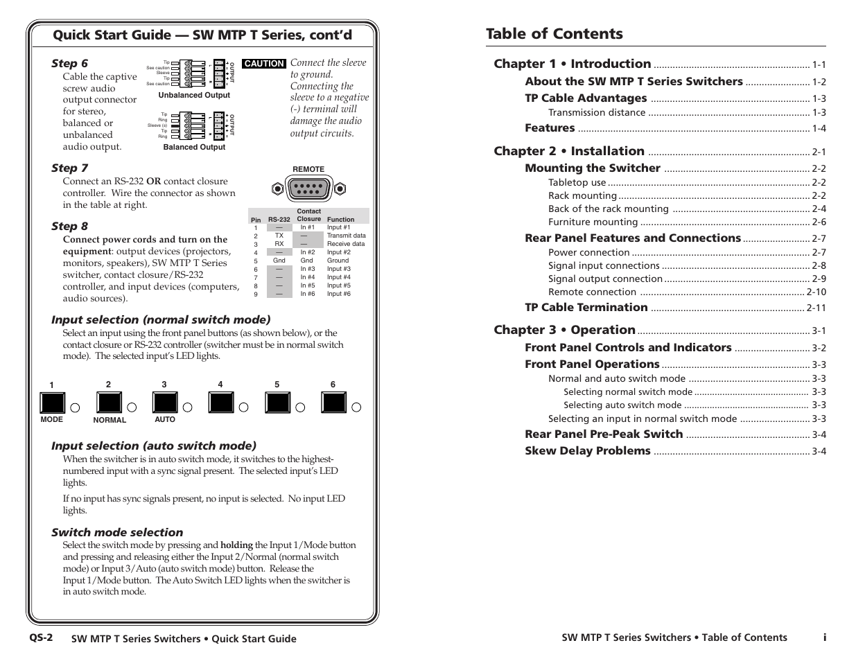 Extron Electronics SW MTP T Series User Guide User Manual | Page 4 / 25