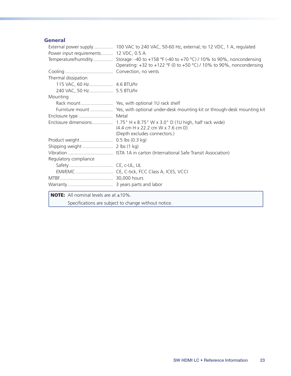 Extron Electronics SW HDMI LC User Guide User Manual | Page 29 / 36