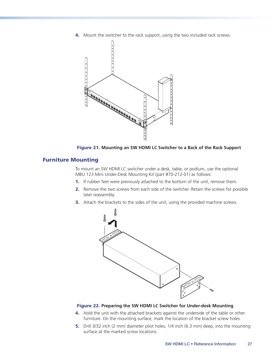 Furniture mounting | Extron Electronics SW HDMI LC User Guide User Manual | Page 33 / 36