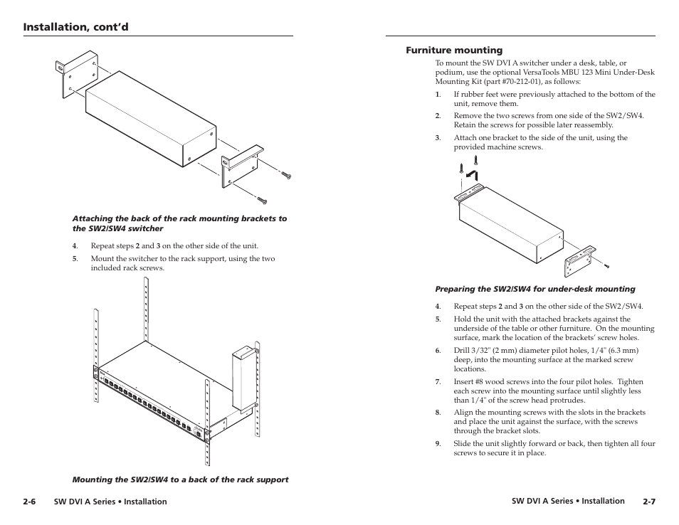 Furniture mounting, Furniture mounting -7 | Extron Electronics SW DVI A Series User Guide User Manual | Page 10 / 25