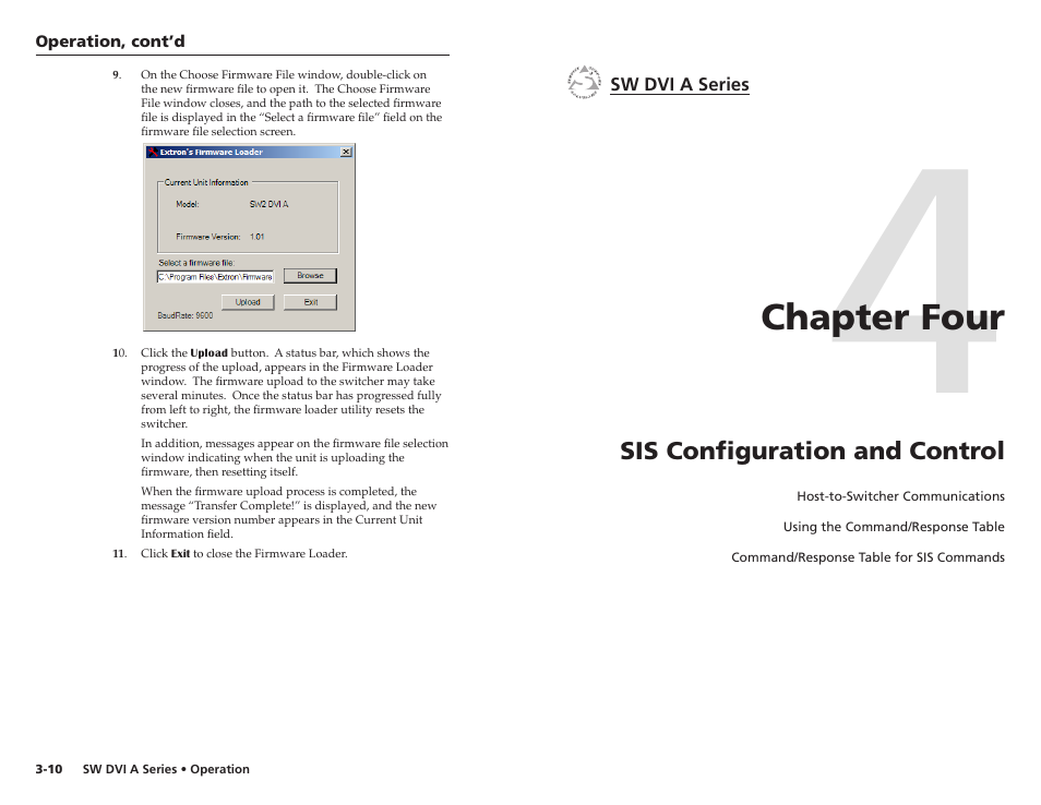 Chapter four, Sis configuration and control, Chapter four • sis configuration and control | Extron Electronics SW DVI A Series User Guide User Manual | Page 19 / 25