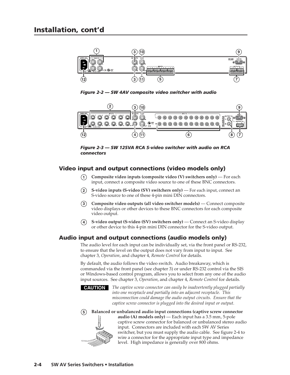 Installation, cont’d | Extron Electronics SW AV Series User Guide User Manual | Page 16 / 50