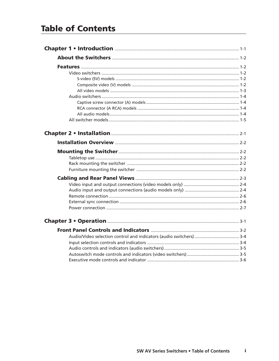 Extron Electronics SW AV Series User Guide User Manual | Page 5 / 50