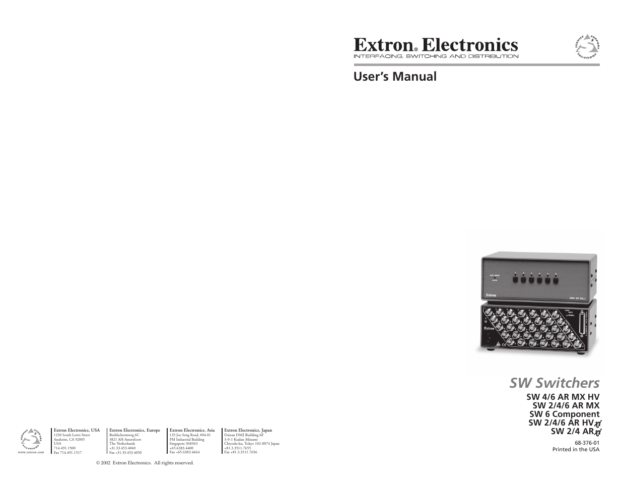 Extron Electronics SW 2_4 ARxi User Guide User Manual | 31 pages