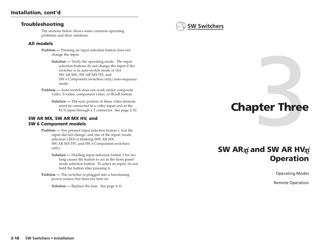 Chapter three | Extron Electronics SW 2_4 ARxi User Guide User Manual | Page 16 / 31