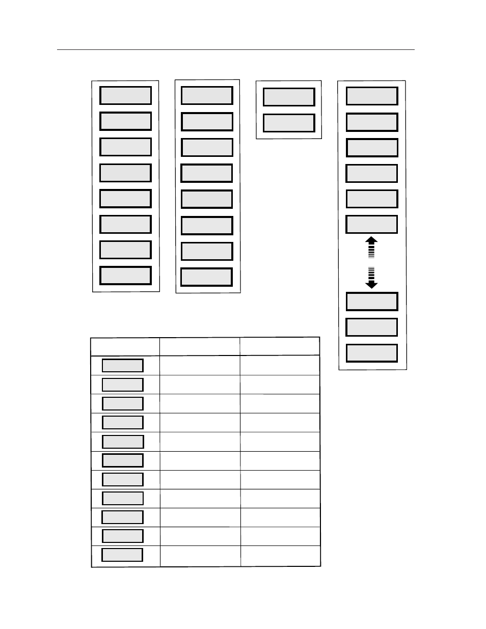 Operation, cont’d, Table e –– duration menus, Table b –– transition menus | Table c –– transition menus, Table d –– transition menus, Svs 100 operation | Extron Electronics SVS 100 User Guide User Manual | Page 22 / 48