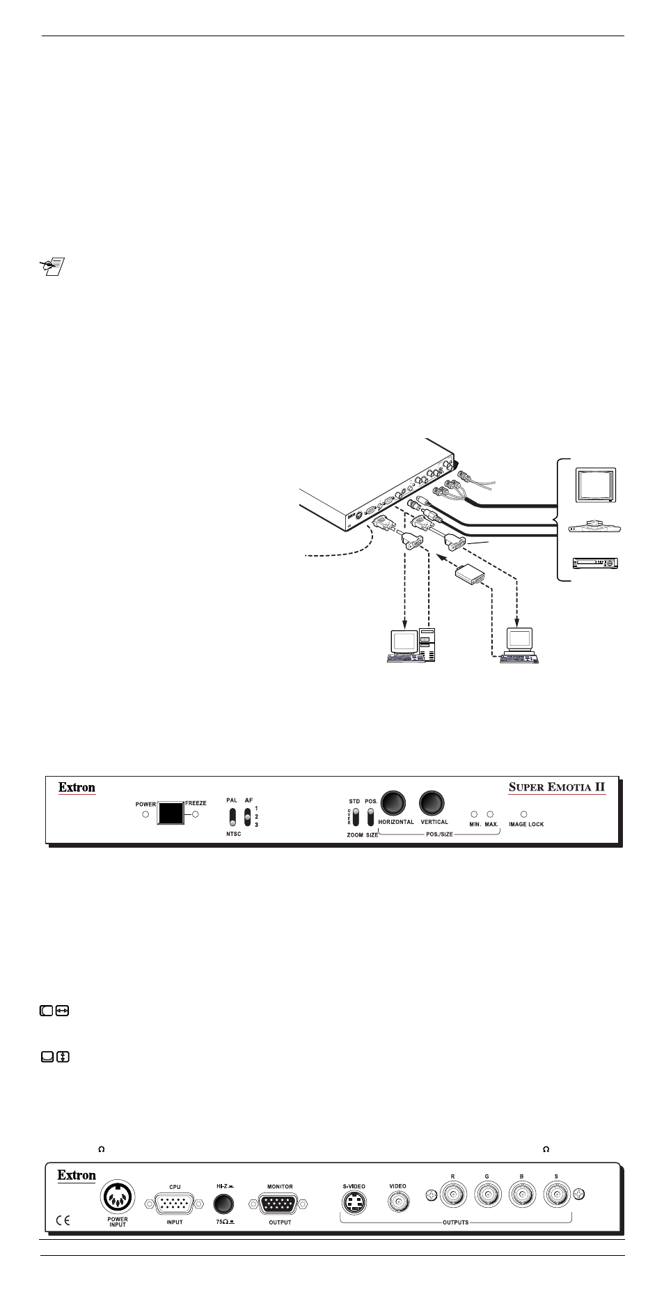 Extron Electronics SUPER EMOTIA II Scan Converter User Guide User Manual | 2 pages