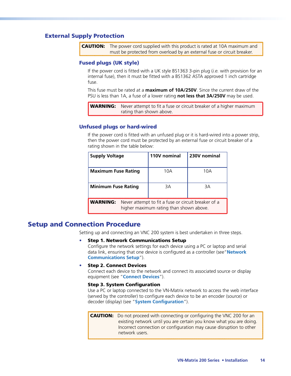 Setup and connection procedure | Extron Electronics VN-Matrix 200 Series User Manual | Page 19 / 123