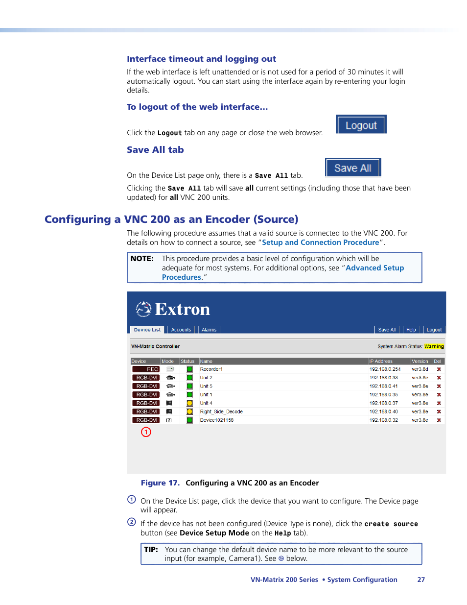 Configuring a vnc 200 as an encoder (source) | Extron Electronics VN-Matrix 200 Series User Manual | Page 32 / 123