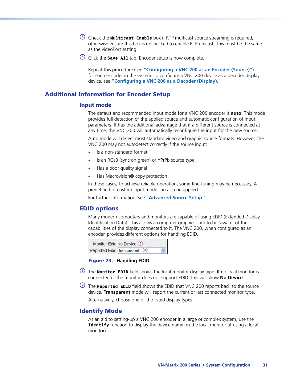 If not, see, Input mode, Edid options | Extron Electronics VN-Matrix 200 Series User Manual | Page 36 / 123