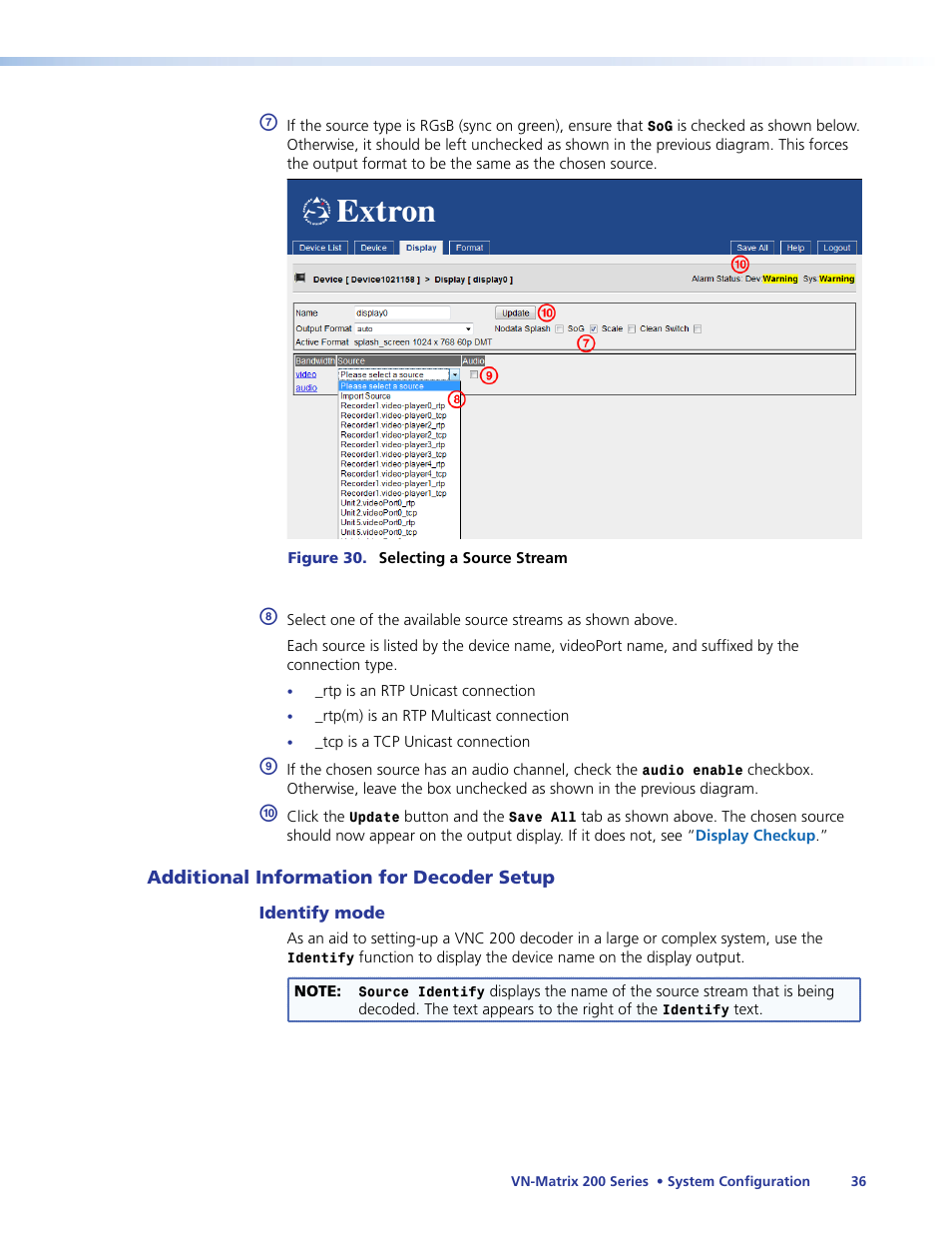 Additional, Information for decoder setup | Extron Electronics VN-Matrix 200 Series User Manual | Page 41 / 123