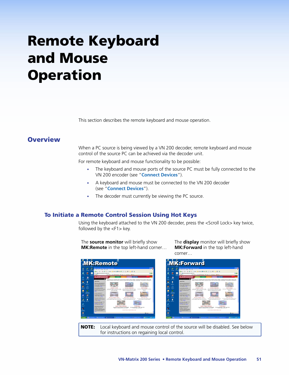 Remote keyboard and mouse operation | Extron Electronics VN-Matrix 200 Series User Manual | Page 56 / 123