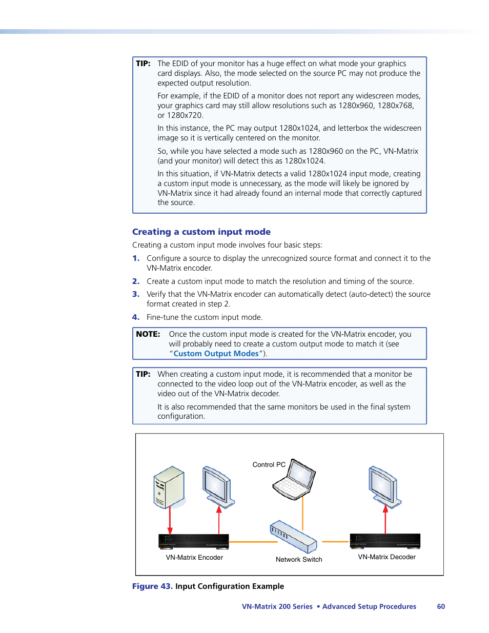 Creating a custom input mode | Extron Electronics VN-Matrix 200 Series User Manual | Page 65 / 123