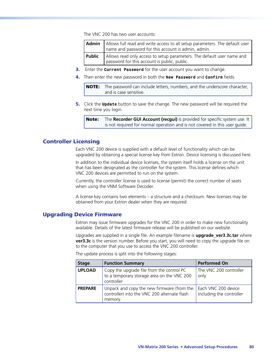 Upgrading, Device firmware | Extron Electronics VN-Matrix 200 Series User Manual | Page 85 / 123