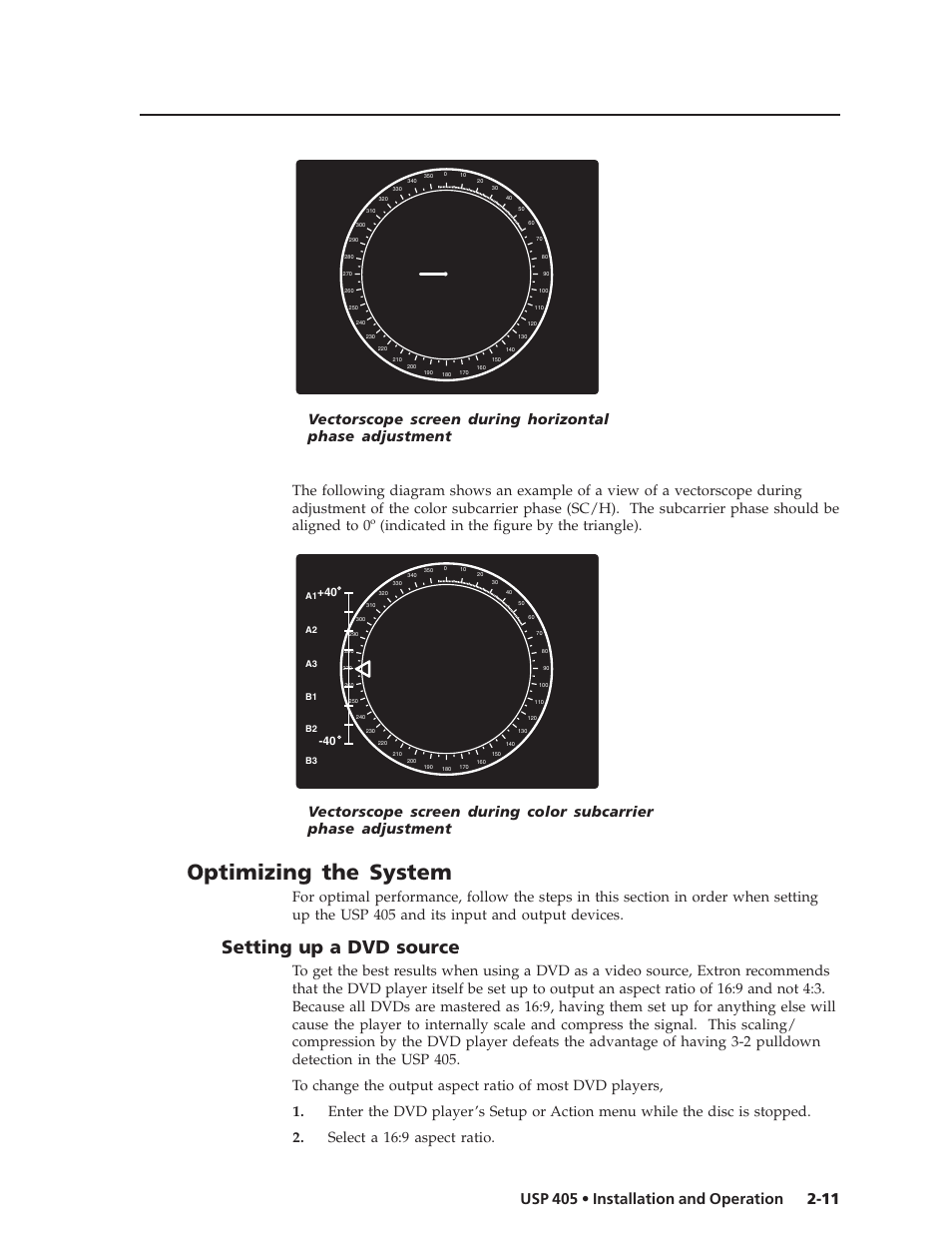 Optimizing the system, Setting up a dvd source | Extron Electronics USP 405 User Guide User Manual | Page 27 / 64