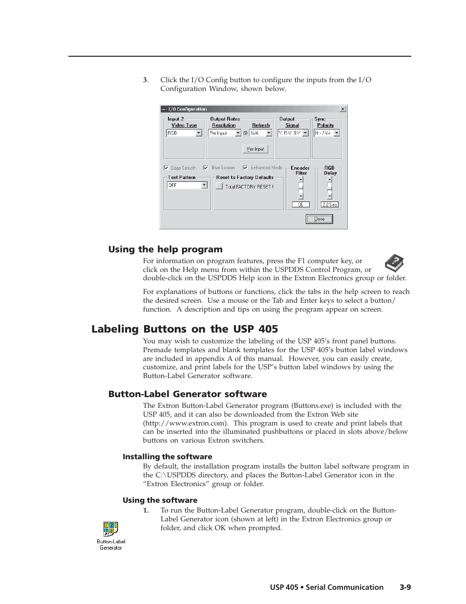 Labeling buttons on the usp 405 | Extron Electronics USP 405 User Guide User Manual | Page 49 / 64