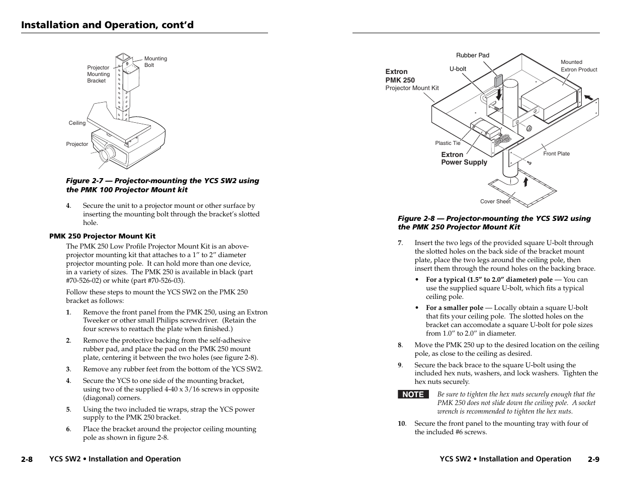 Installation and operation, cont’d | Extron Electronics YCS SW2 User Guide User Manual | Page 11 / 17