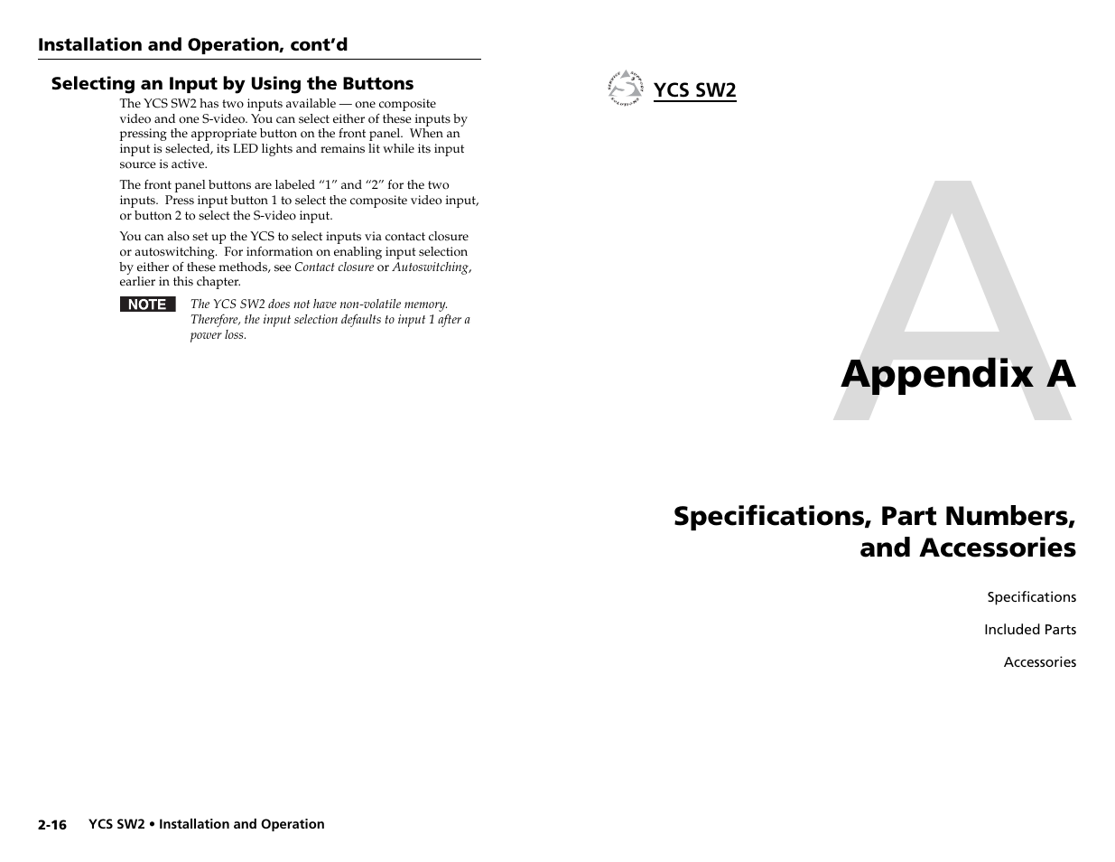 Extron Electronics YCS SW2 User Guide User Manual | Page 15 / 17