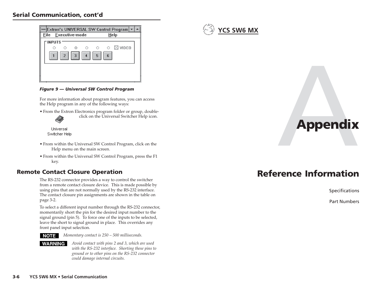 Appendix | Extron Electronics YCS SW6 MX User Guide User Manual | Page 12 / 15